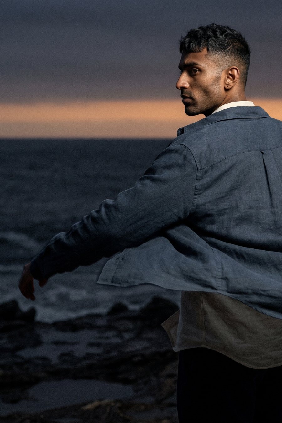 The Canopy Overshirt — Slate heavy linen · 240 GSM